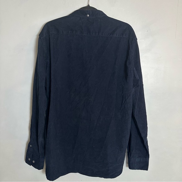 French Connection Navy Blue Corduroy Long Sleeve Button Down Shirt NEW NWT - Picture 5 of 14